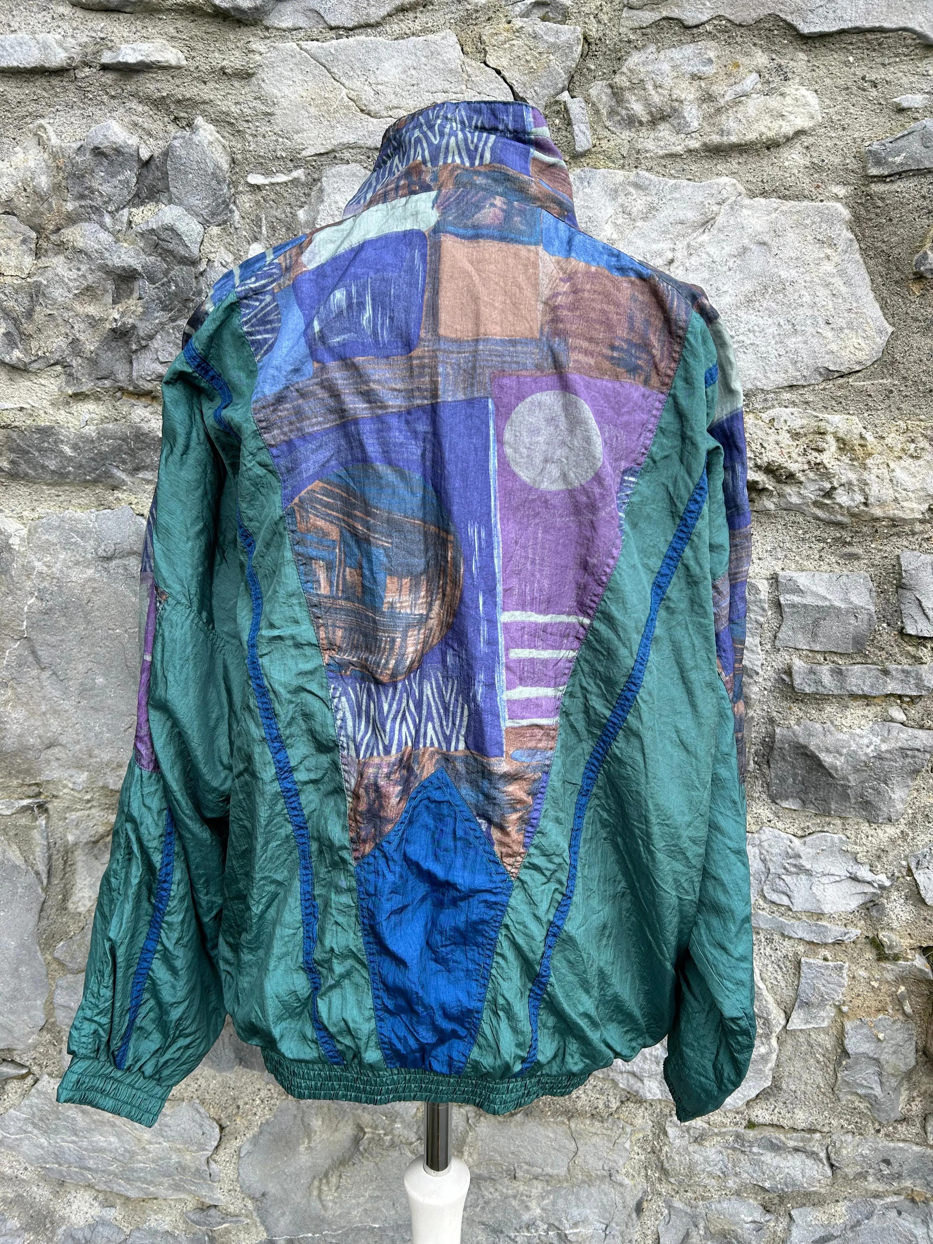 80s abstract green sport jacket Medium