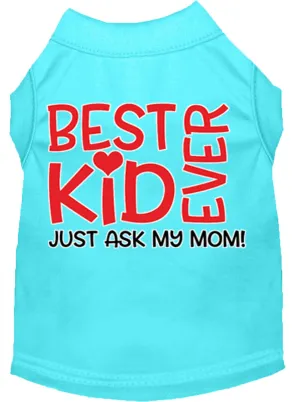 Ask My Parents Screen Print Dog Shirt Aqua Xs