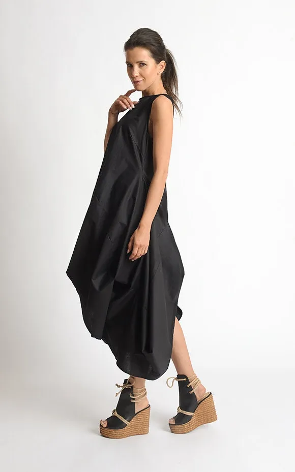 Asymmetric Sleeveless Black Dress