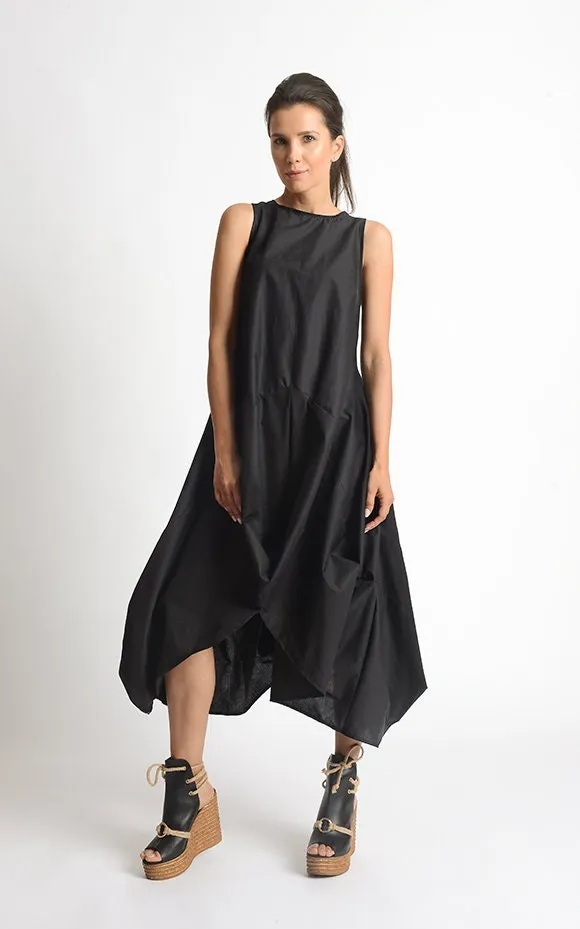 Asymmetric Sleeveless Black Dress