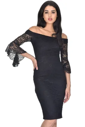 Black Bardot Lace Dress