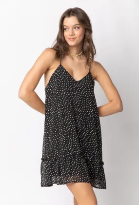 Black Spotted Ruffle Mini Dress