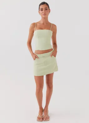 Eliana Suit Mini Skirt - Green Zest