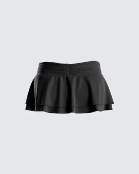 Freya Black Shirred Mini Skirt