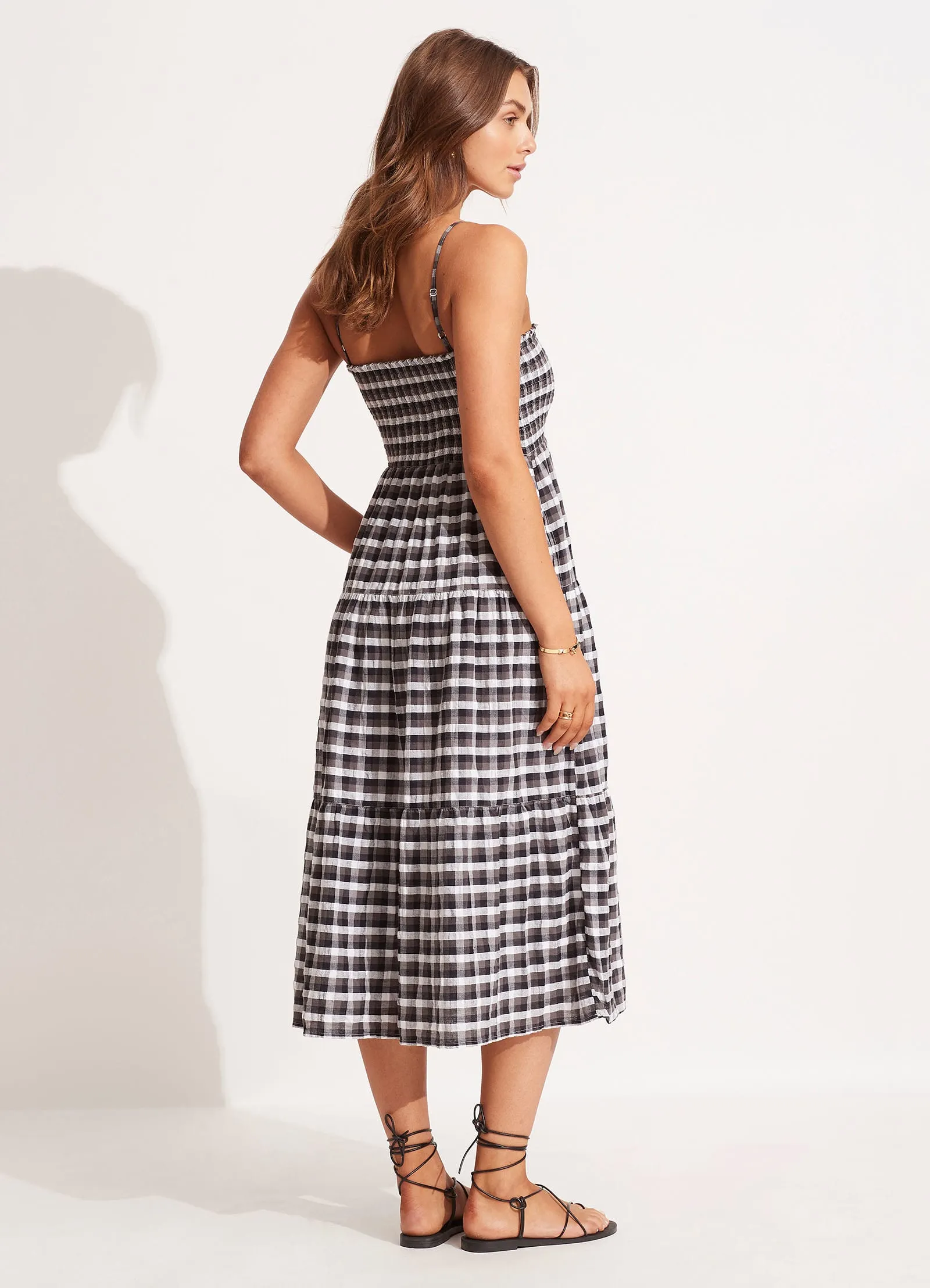 Gingham Maxi Dress - Black