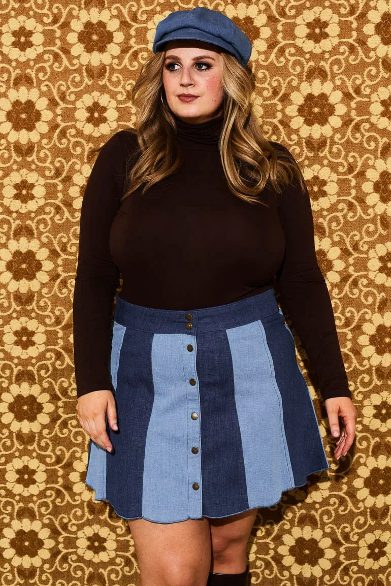 Heartbreaker Panelled Denim Mini Skirt