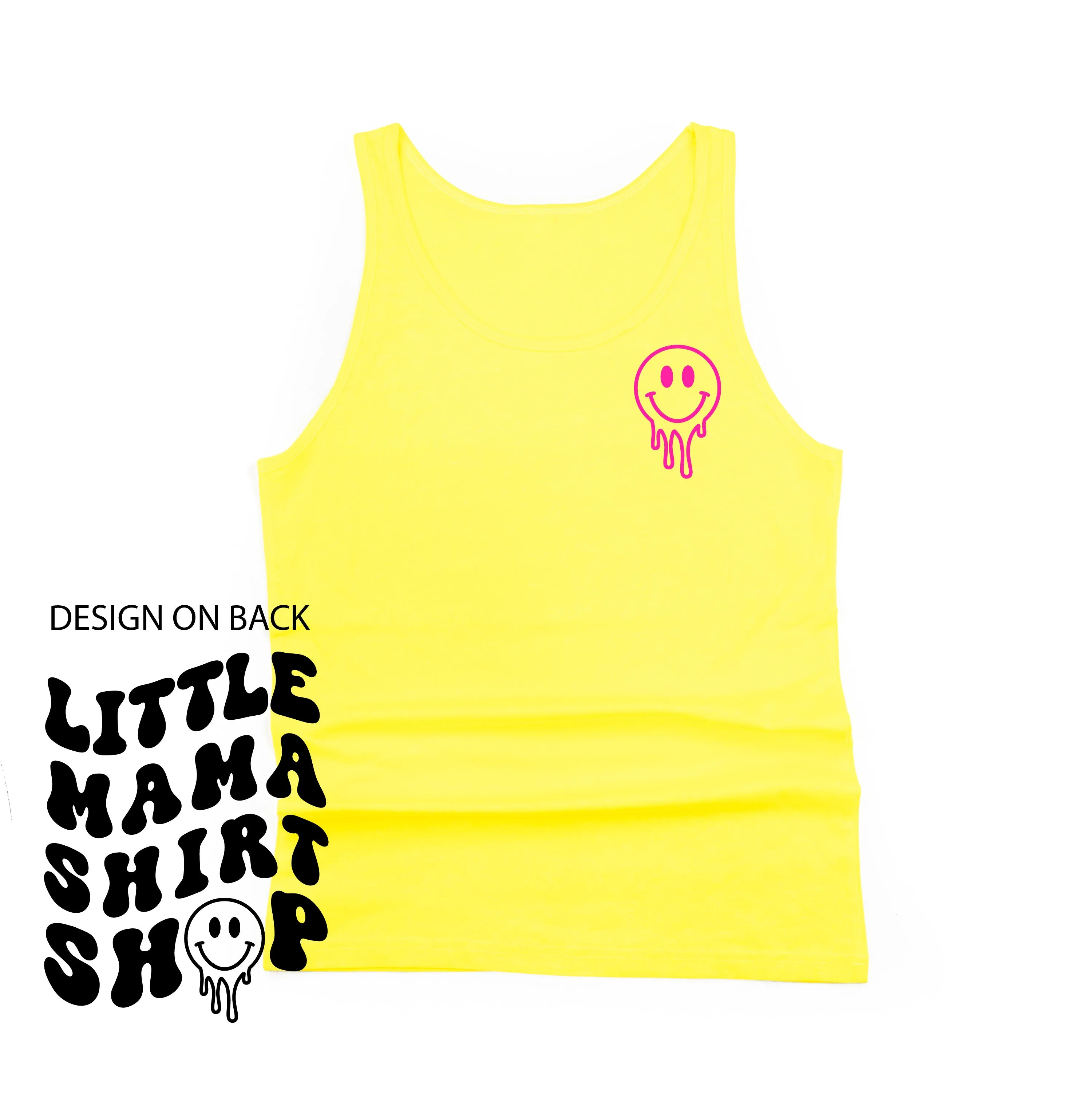 Little Mama Shirt Shop® MELTY Logo w/ Smiley Pocket - Adult Unisex Jersey Tank