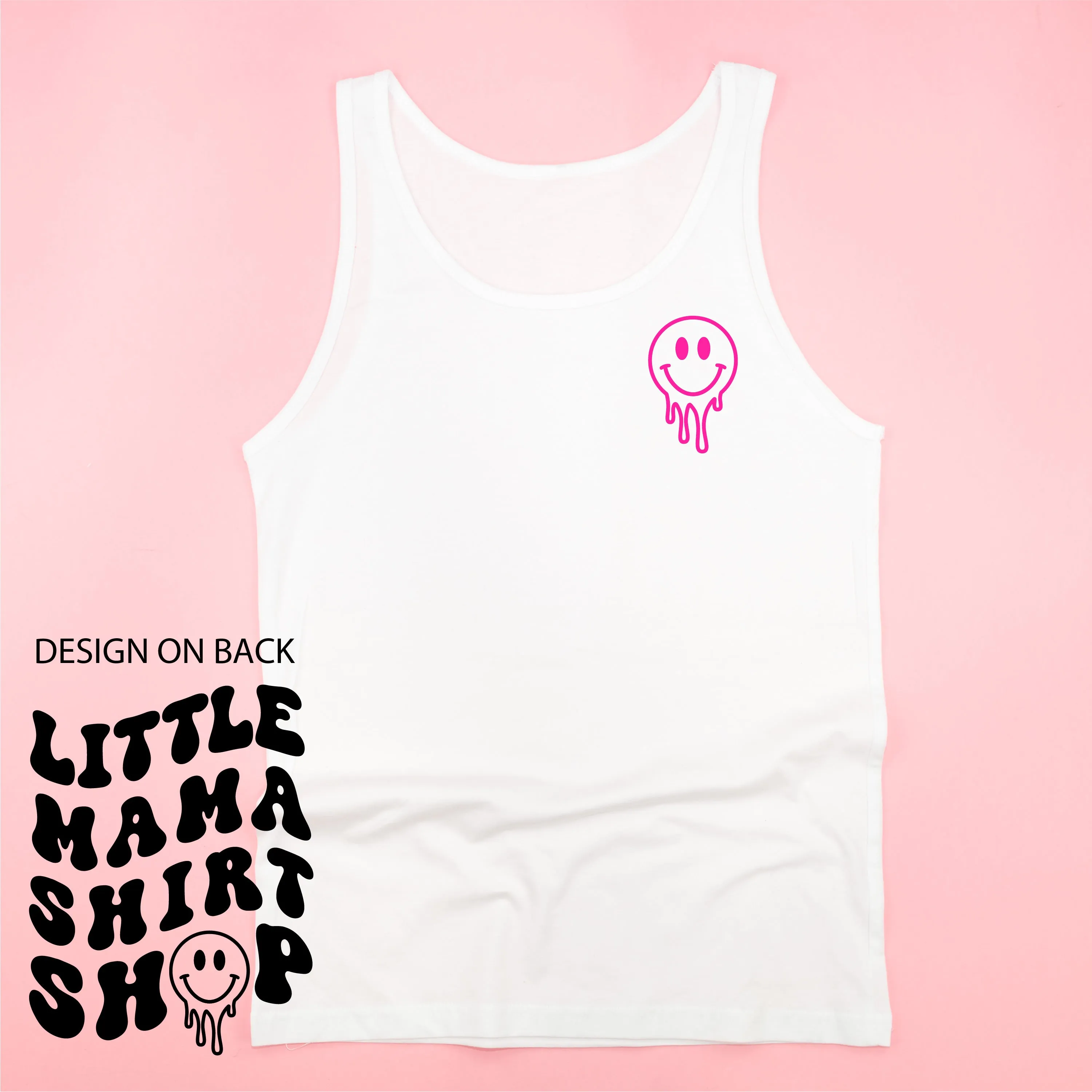 Little Mama Shirt Shop® MELTY Logo w/ Smiley Pocket - Adult Unisex Jersey Tank