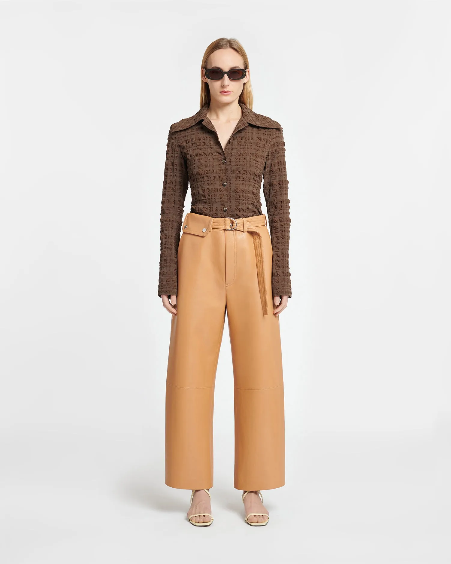 Lotte - Checked Seersucker Shirt - Dark Brown