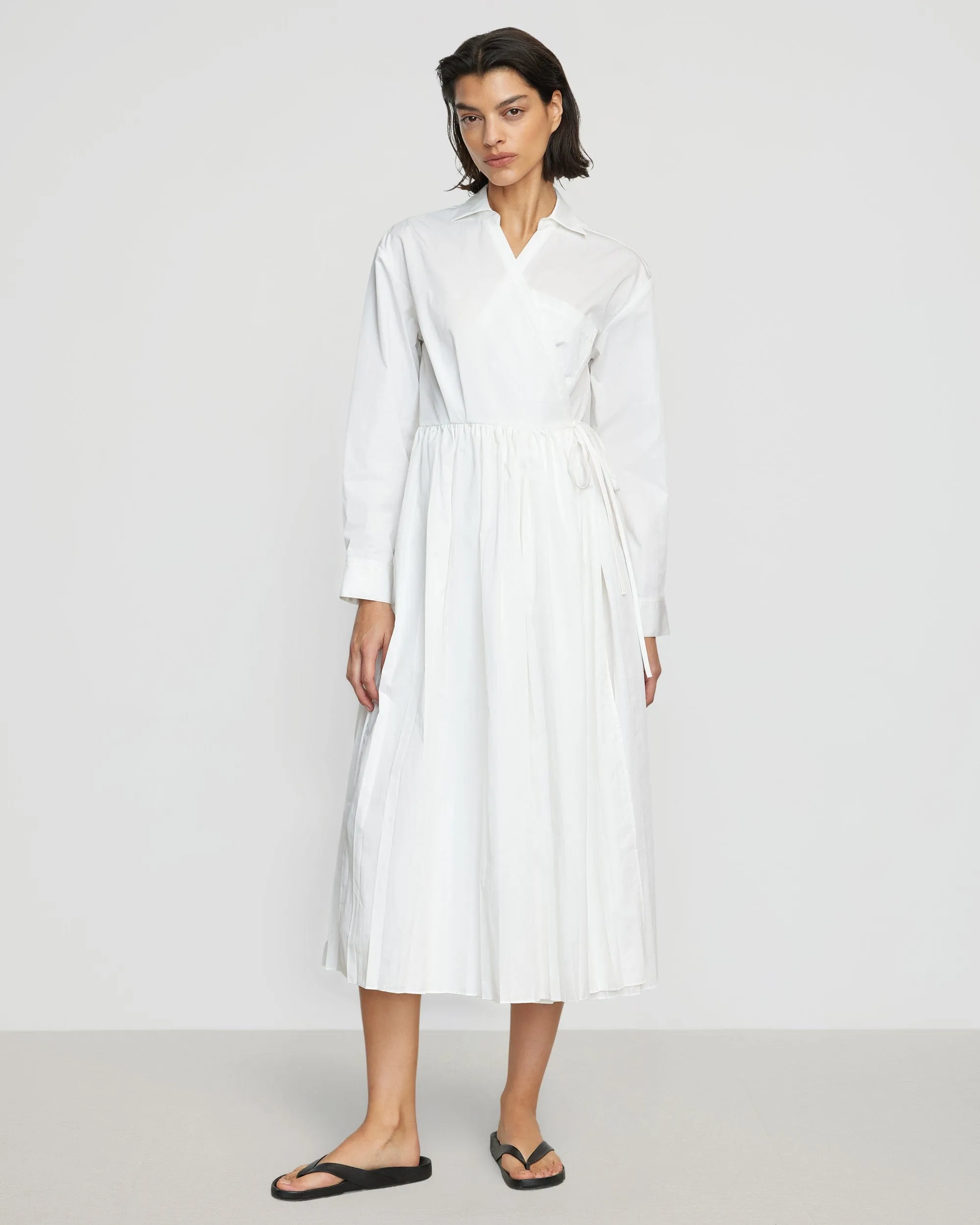 Lys Pleated-Skirt Wrap Dress