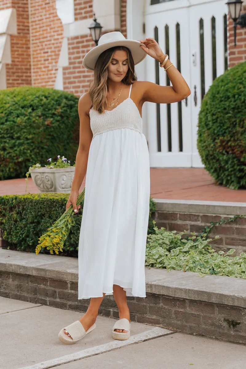 Marina White Crochet Midi Dress - FINAL SALE