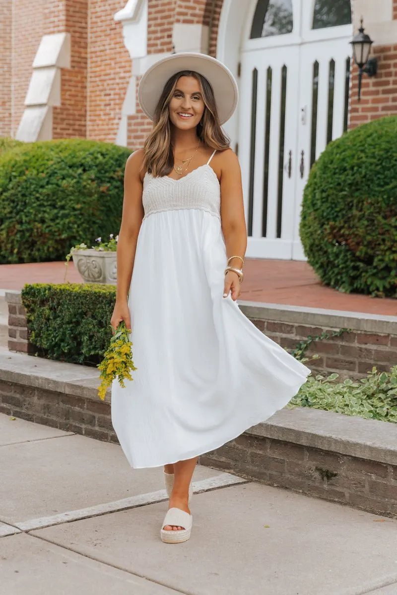 Marina White Crochet Midi Dress - FINAL SALE