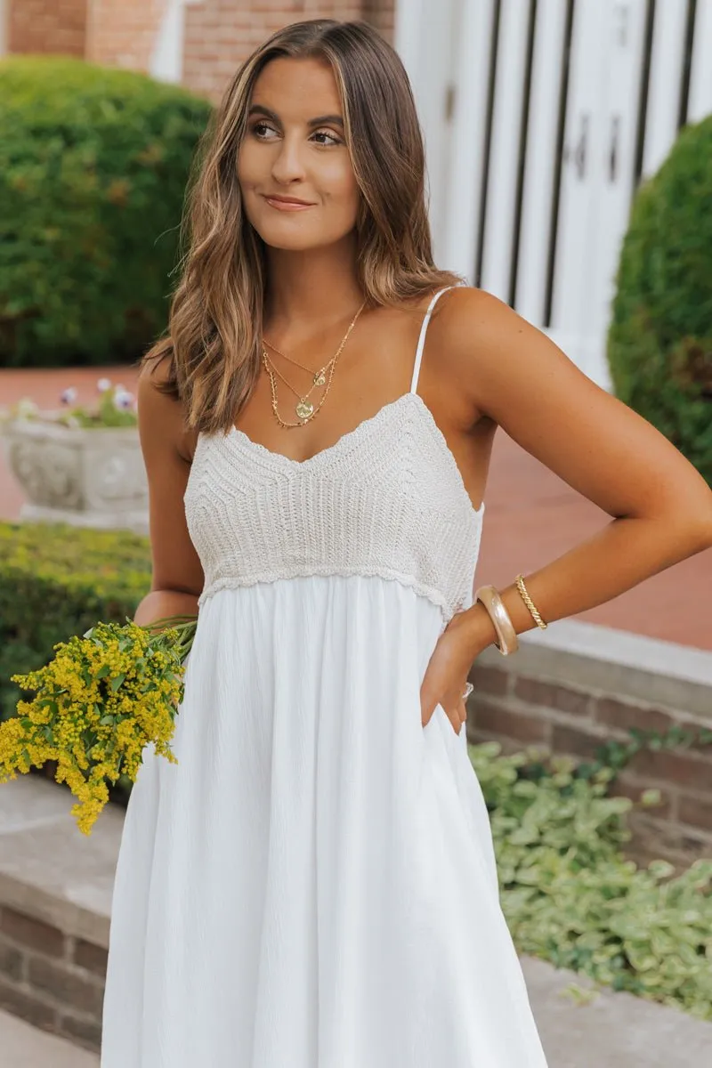 Marina White Crochet Midi Dress - FINAL SALE