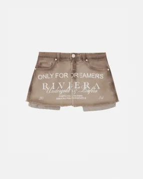 Riviera Basic Denim Skirt Washed Cream