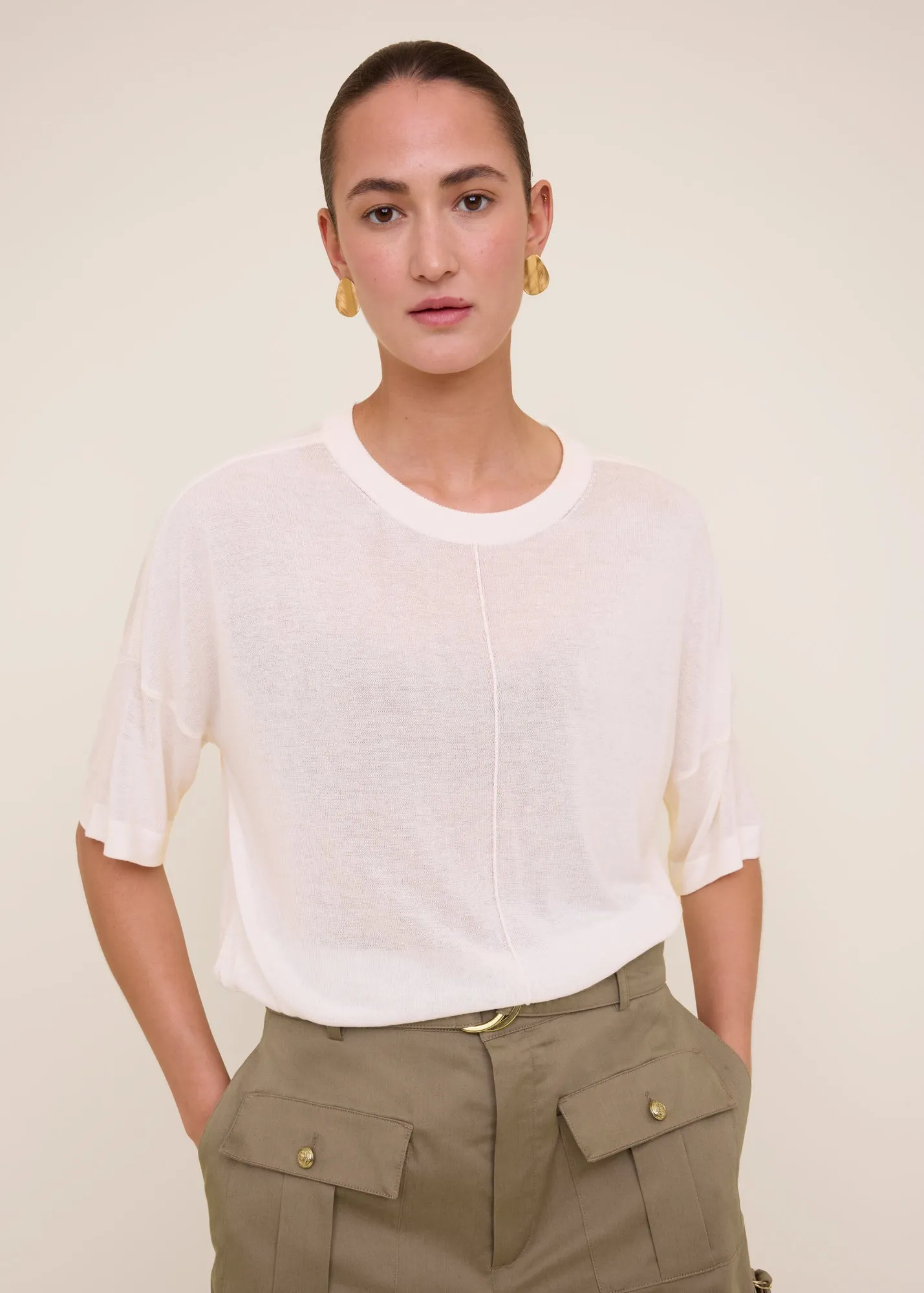 Sheer knit T-shirt